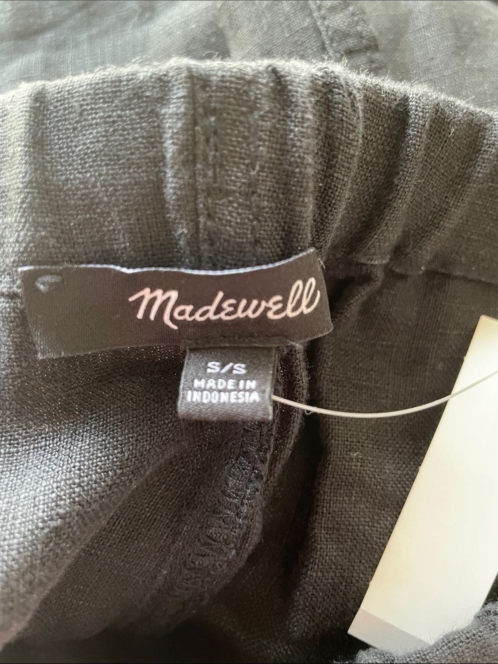 Madewell Short Pull-On Pants in 100% Linen Jet Black Size Small Short NEW w/ Tag - Picture 5 of 6